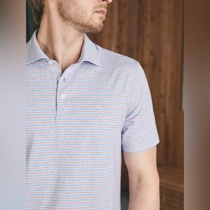 Faherty Short-Sleeve Movement Polo Shirt | Horizon Line Stripe | Size Large L